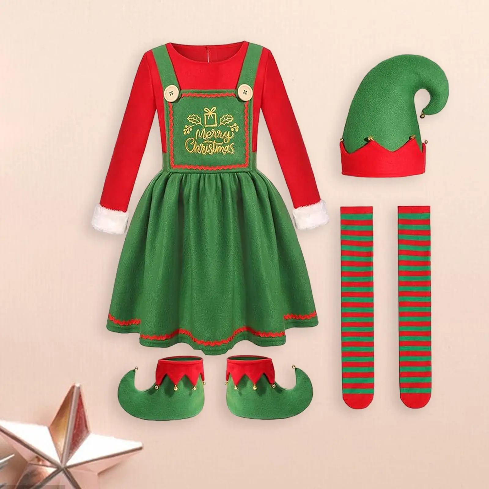 Elf Christmas Costume Fancy Dress Shoe Covers Kids Children Photo Props Clothes Elf Christmas Costume Fancy Dress Shoe Covers Kids Children Photo Props Clothes