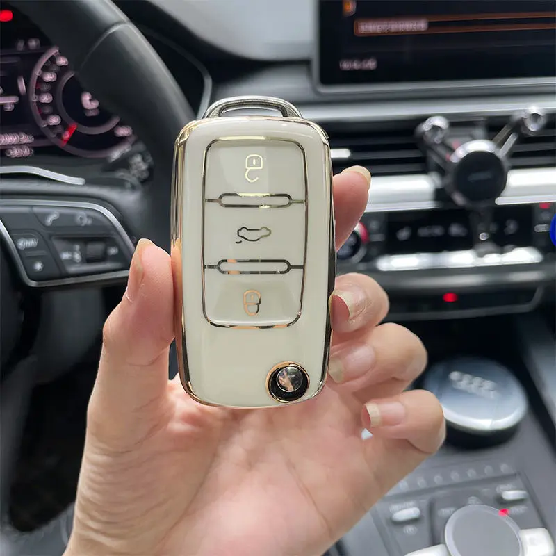 

3 Button Remote Key Tpu Car Key Case Cover for Volkswagen Jetta Santana Touran Golf 5 Up Beetle Car Accessories