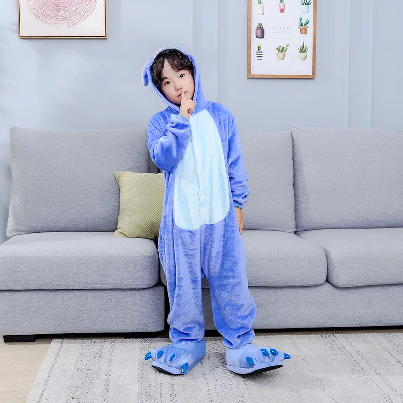 Unisex Adult Kigurumi Flannel Onesie Pajamas Cartoon Animal Cosplay Jumpsuits Sleepwear Halloween Party Costume Hooded Pyjamas