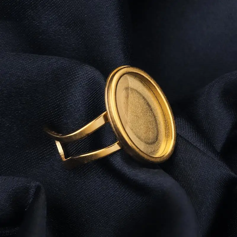 Модное Золотое Открытое кольцо из нержавеющей стали 2 шт./партия плоское пустое