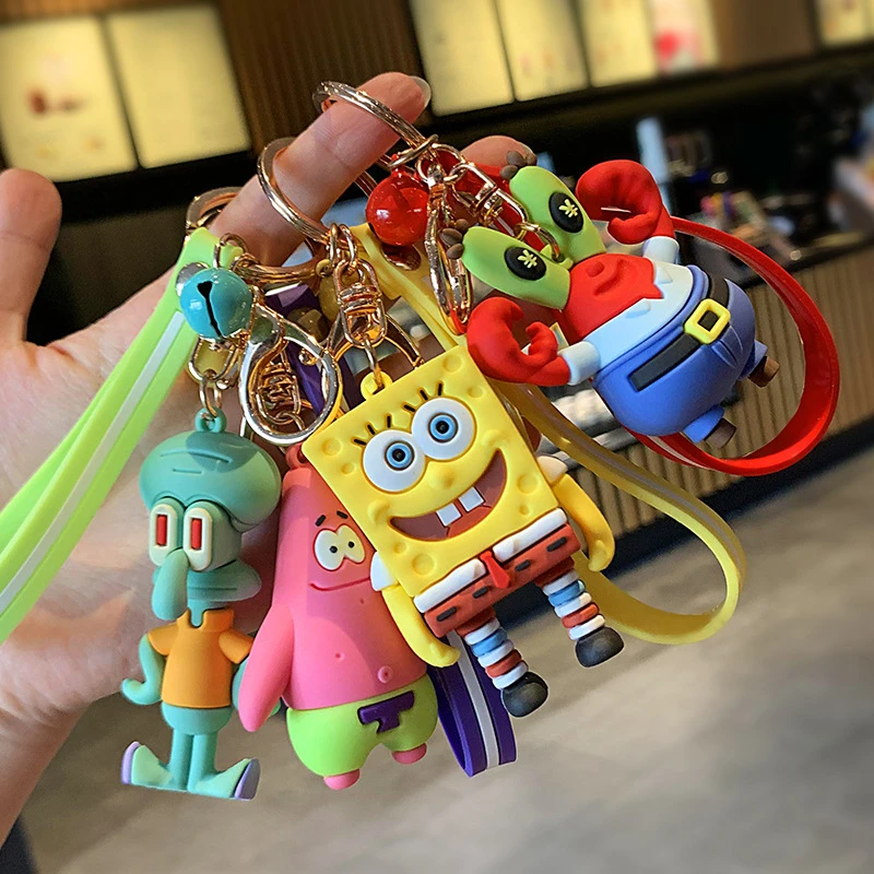 

Kawaii Squidward Patrick Star Spongebob Captain Eugene Keychain Cute Key Ornament Anime Backpack Pendant Couple Keychain Gift