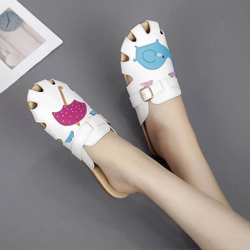 WUYAZQI Women's Slippers NEW GIRLS' fashionable beach shoes flat bottom anti slip women's sandals Q8