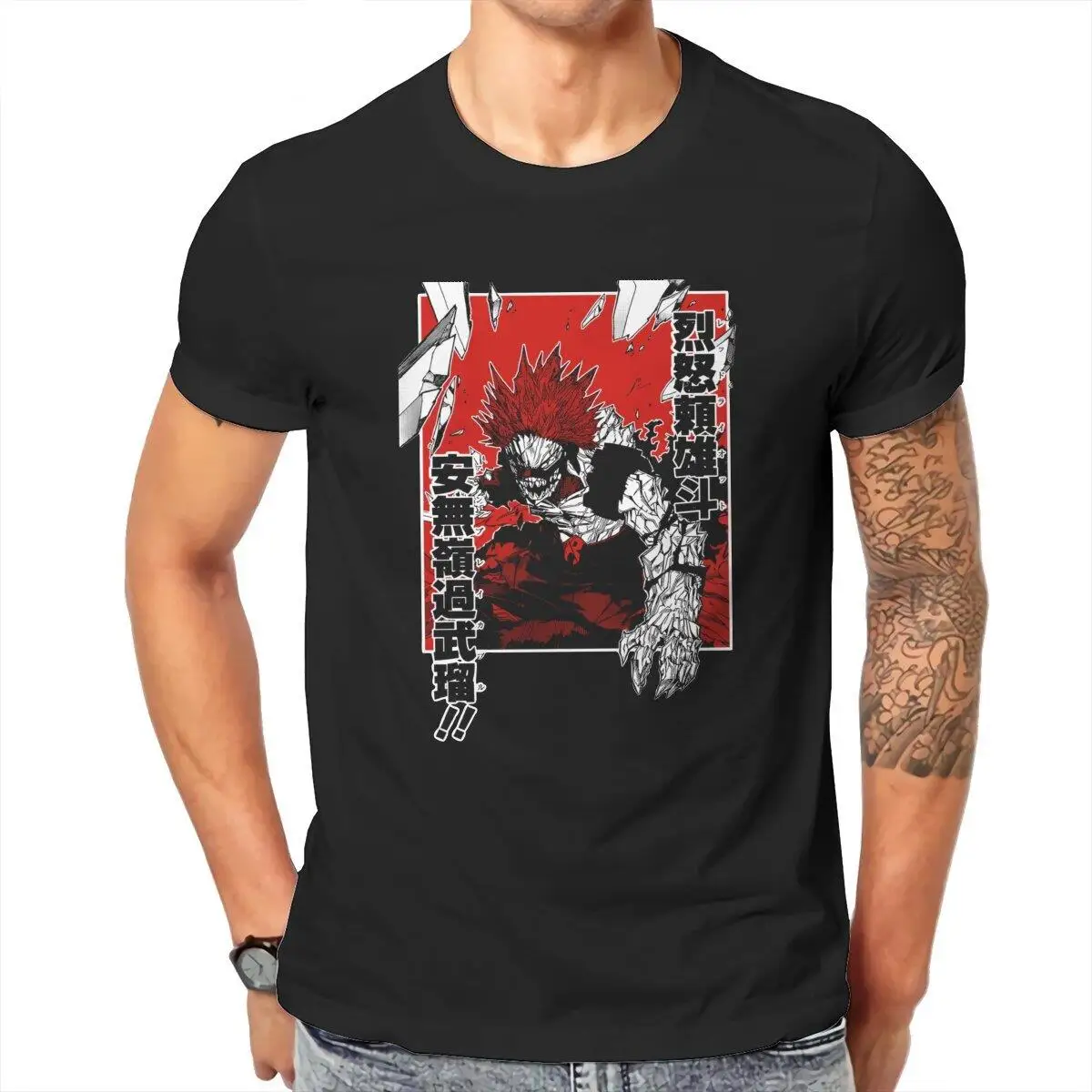 Unbreakable Red Riot  T-Shirt for Men Kirishima My Hero Academia Vintage Pure Cotton Tees Round Neck T Shirt Gift Idea Clothing