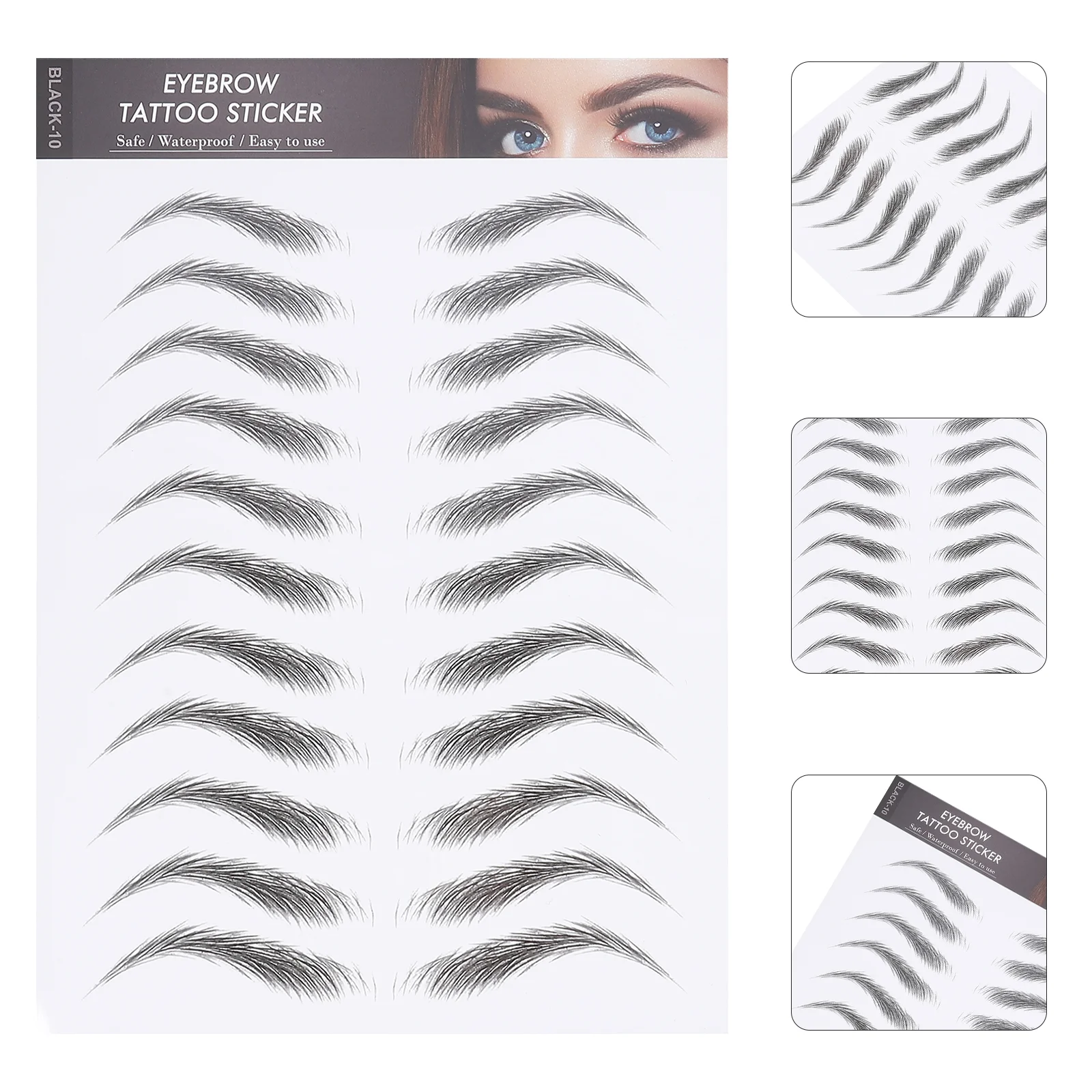 

12 Sheets Waterproof Eyebrow Stickers Imitation False Eyebrows Cosmetics Temporary Tattoos Makeup