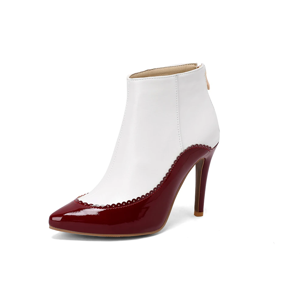 Женские ботильоны с острым носком черные Винные ботинки на высоком каблуке обувь