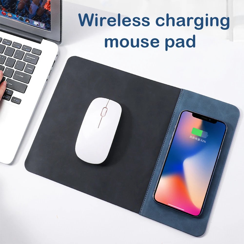 

Durable Leather Wireless Charging Mouse Pad Wear Proof Non-slip Mouse Mat For Office Desk Home