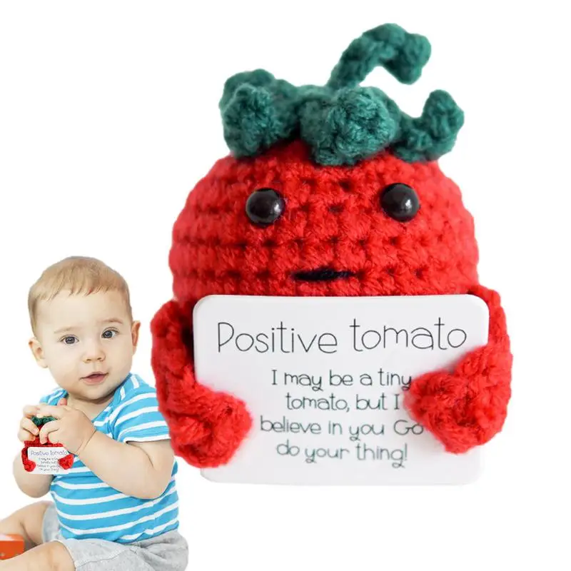 

Вязаная кукла томаты ручной работы, эмоциональная поддержка, томаты с вдохновляющей картой, забавная эмоциональная поддержка, милые игрушки с эмоциями