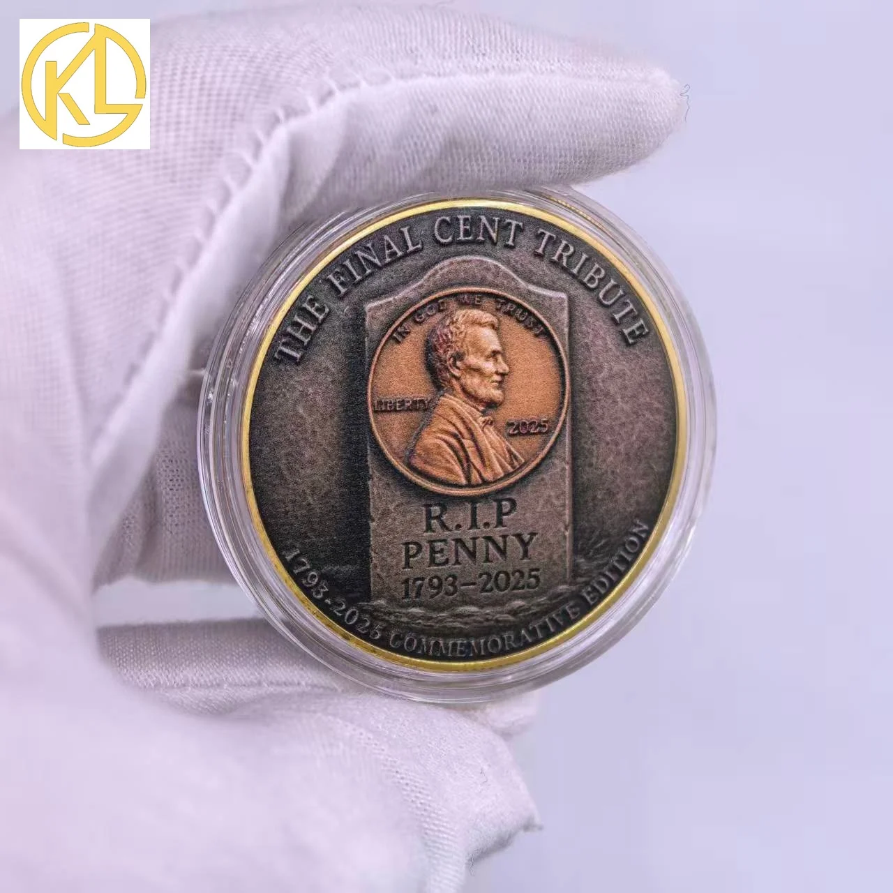 Фото Сувенирная монета LIBERTY 2025 The Final Cent Tribute 1792-2025, позолоченная коллекция монет для вызова в США, подарок №5
