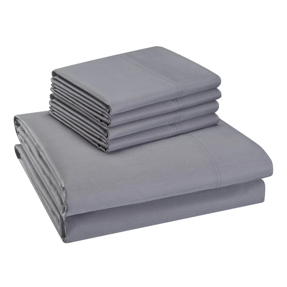 

800 Thread Count Cotton Rich Sateen Bed Sheet Set, King, Silver, Set of 6