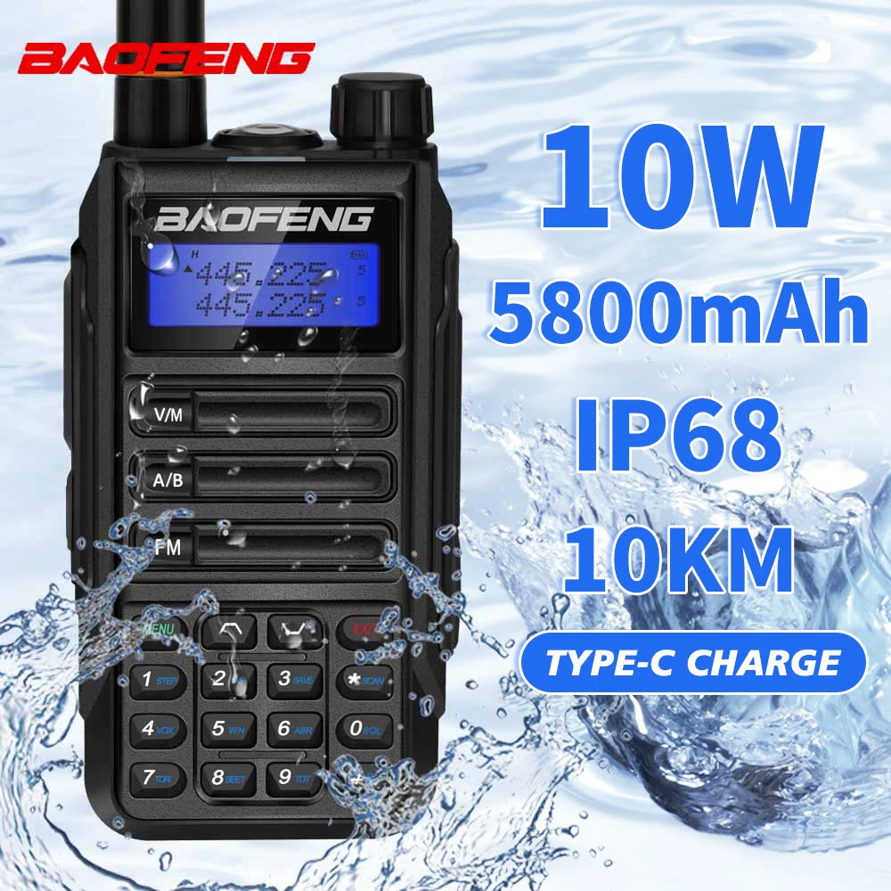 Baofeng UV16R Plus High Power Walkie Talkie IP68 Upgraded Of UV-9R Plus UV-82 UV-5R Waterproof 50KM 5800mAh Dual Band Ham Radio