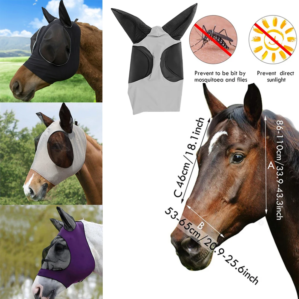 Многоцветная Дышащая Вязаная Маска Для Лица Лошадей Сетчатая От Мух Защита