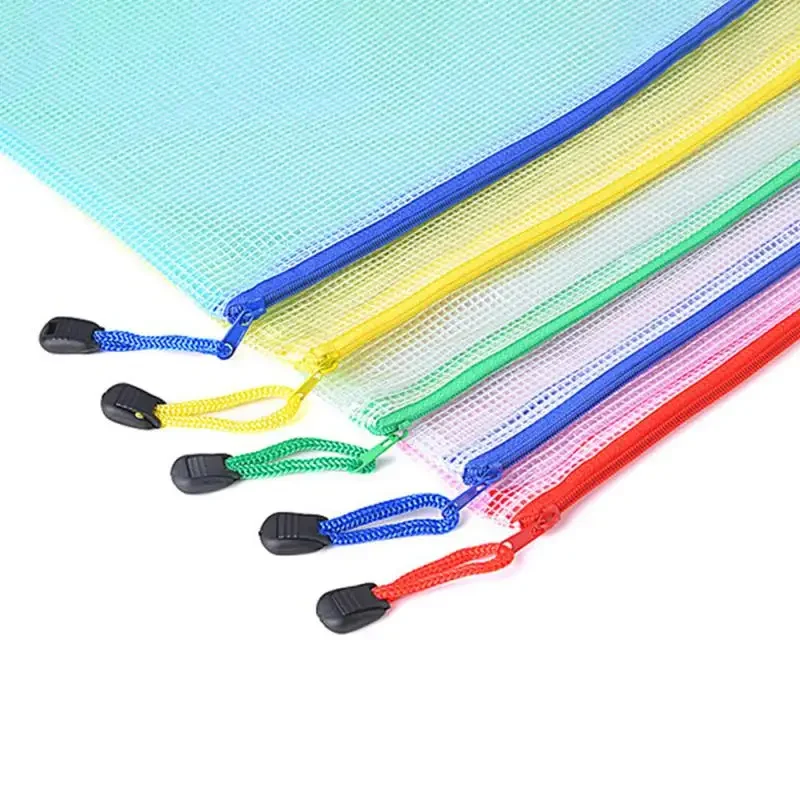 A4 A5 B6 B5 A3 B4 Stationery Storage Folder File Mesh Zipper Pouch Document Bag Zip School Office Supplies