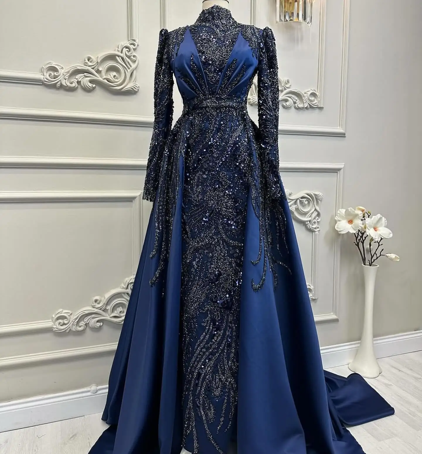 Вечернее платье Lowime темно-синее