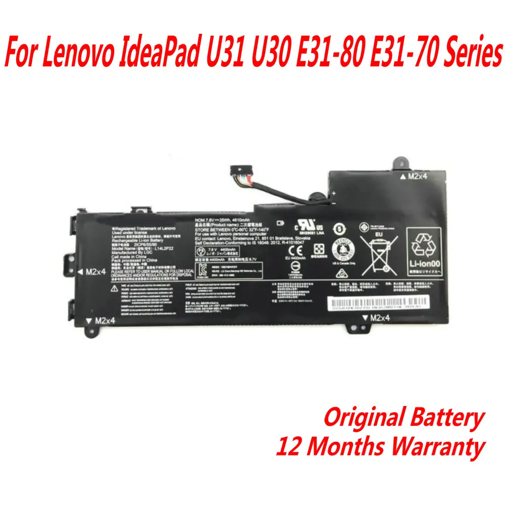 

Оригинальная Аккумуляторная Батарея L14L2P22 L14S2P22 L14M2P23 L14M2P24 для ноутбука Lenovo IdeaPad U31 U30