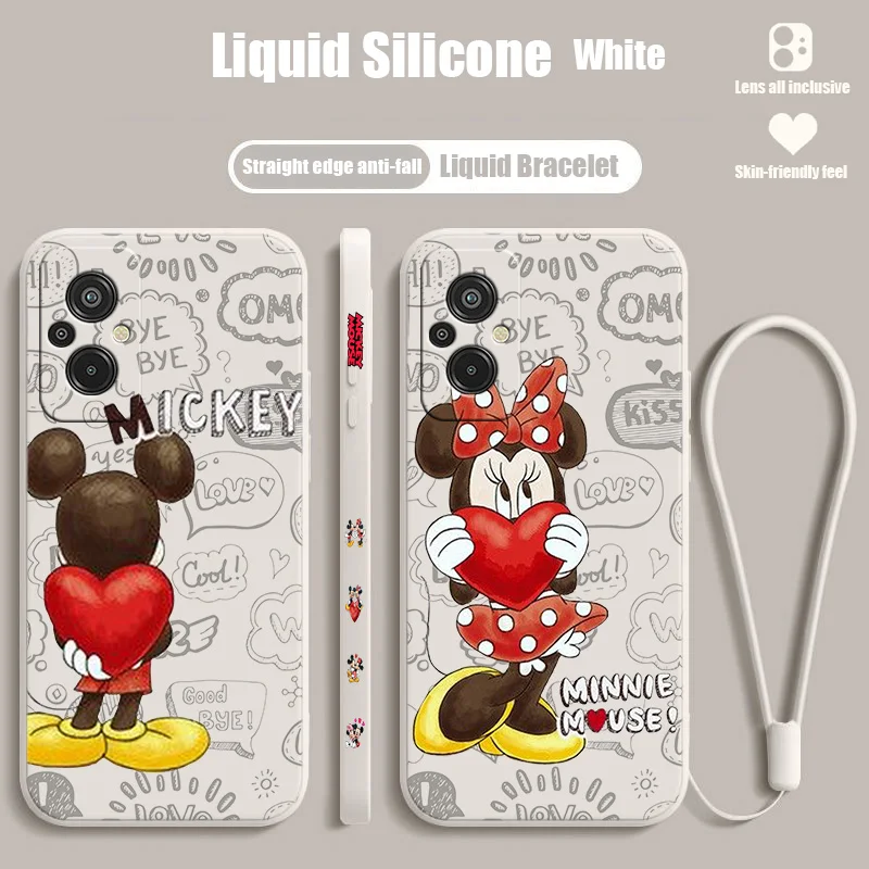 

Disney Mickey Mouse Love For Xiaomi Redmi K50G K40S 11 10C 10X 9T 9AT 9A 9C 8A 7 6A 5A A1 Liquid Left Rope Phone Case