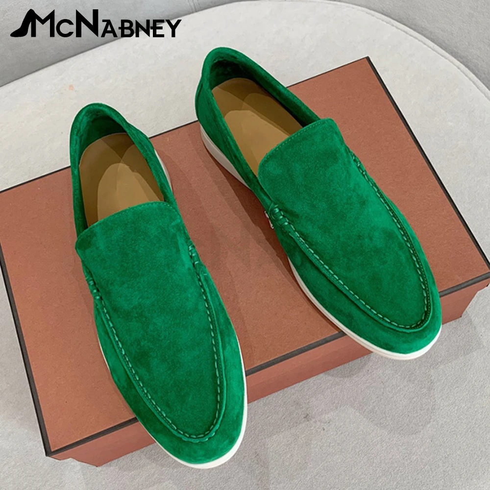 

Solid Color Loafers Suede Slip-On Shoes Multicolor Men and Women Shoes Comfortable Shoes Round Toe Flats Simple Style Large Size