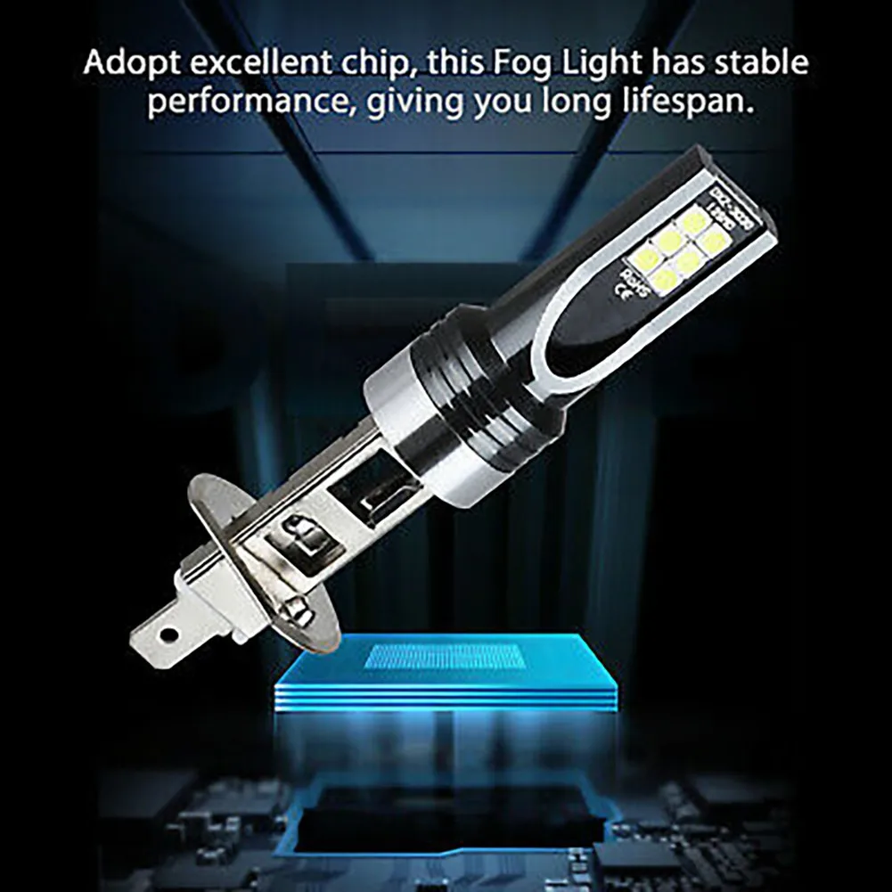2pcs Car H1 LED Lights Bulbs 3030-H1 12/24V Headlight Conversion Kit 14000LM 6500K High Low Beam Lamp |