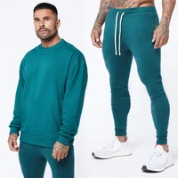 spring and autumn new fashion mens suit streetwear outdoor casual round neck long sleeve sweater solid color mens trousers