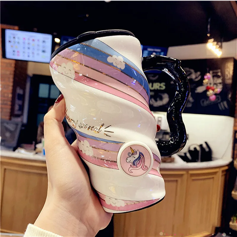 

Creative Personality Mug Cute Girl Heart Cup Large Capacity Internet Celebrity Trend Coffee Cup Household Ceramic Water Cup