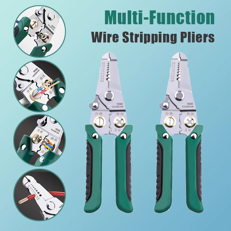 

New Wire Stripping Pliers Electrician Special Peeling Wire Cutting Cable Plier Crimping Tool Clamper Splitting Winding Hand Tool