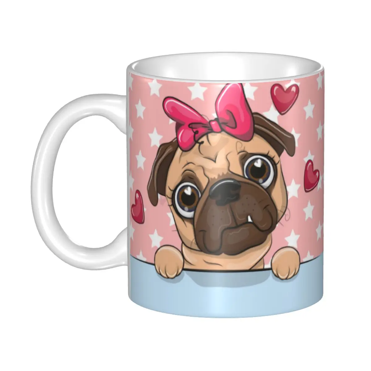 

Персонализированная керамическая чашка для молока и чая с изображением милого мультяшного Мопса