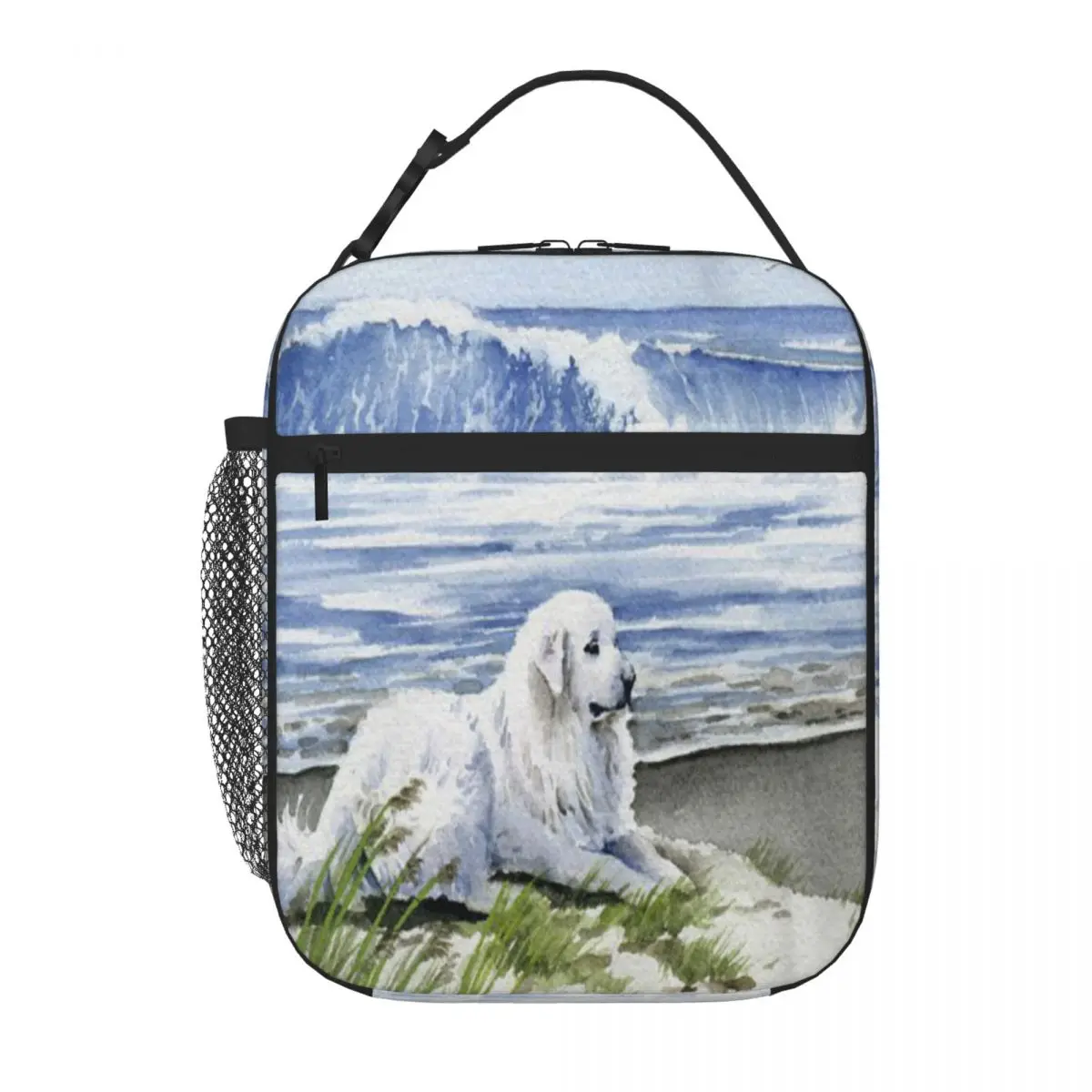 

Большие Пиренеи на пляже, Дэвид Роджерс, сумки для ланча, изоляционные сумки, Детская сумка для ланча