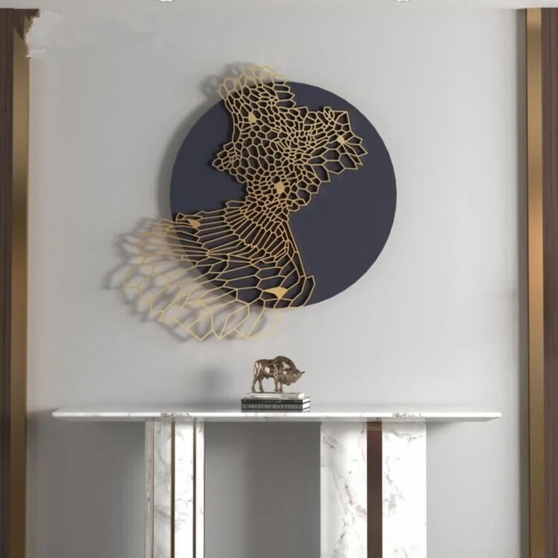 

Modern Living Room Model Room Simple Craft Wall Hanging Product Hotel Background Wall Porch Soft Decorative Metal