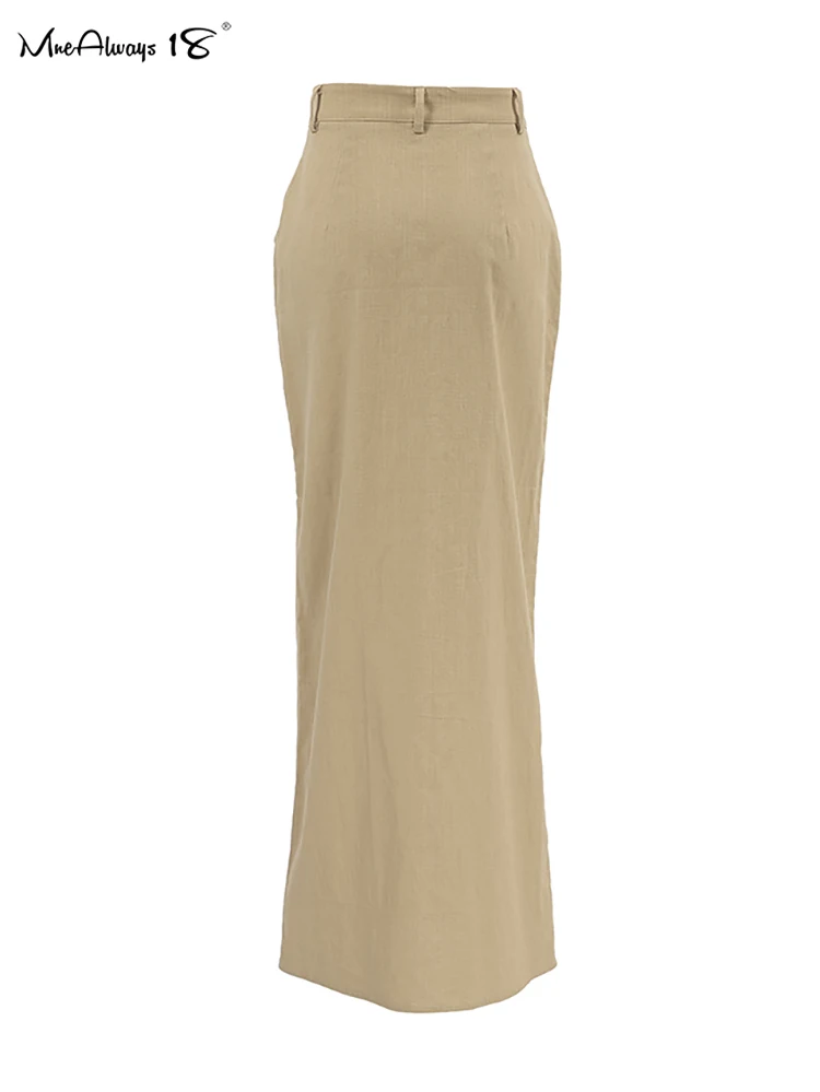 Элегантная прямая юбка Mnealways18 цвета хаки по щиколотку женские офисные хлопковые