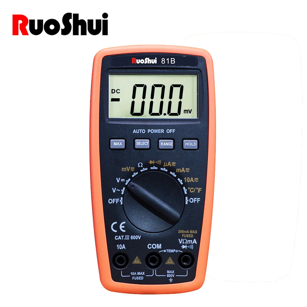 

RuoShui Brand Pocket Digital Multimeter Auto Range Mini Gauge Current AC DC Voltage Temperature Resistance Meter