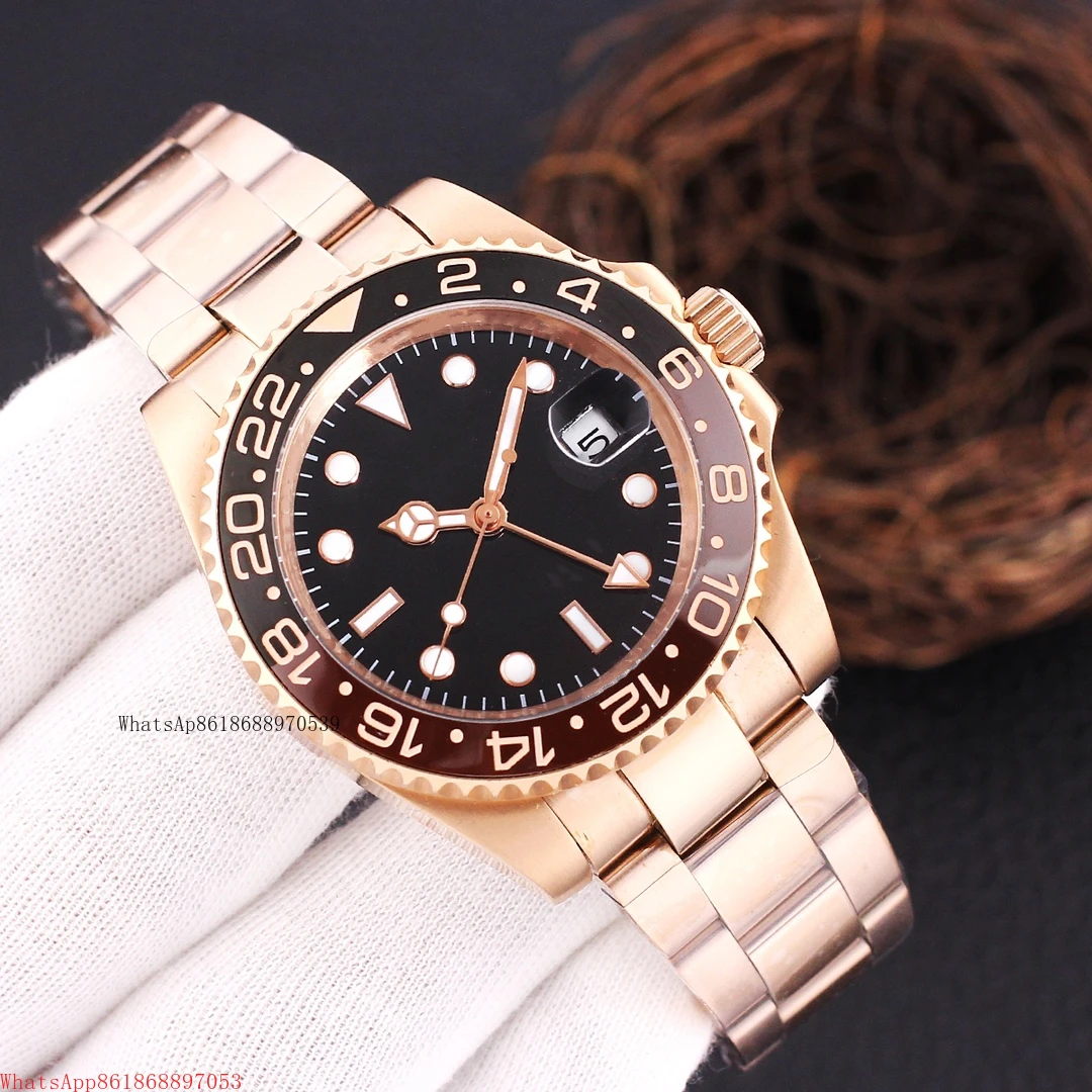 

Automatic Mechanical Mens Watch GMT Black Ceramic