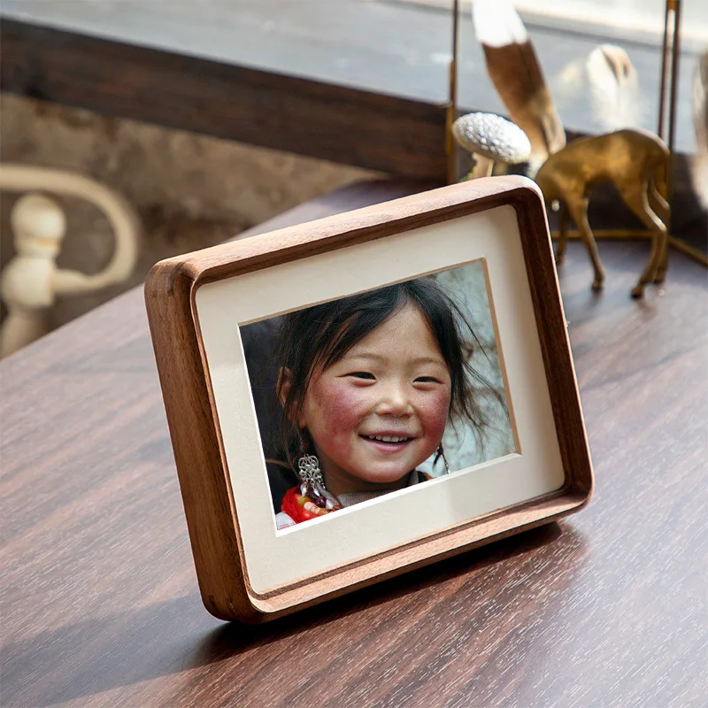 Деревянная круглая угловая фоторамка из черного ореха распашной стол 6/7/8 дюймов