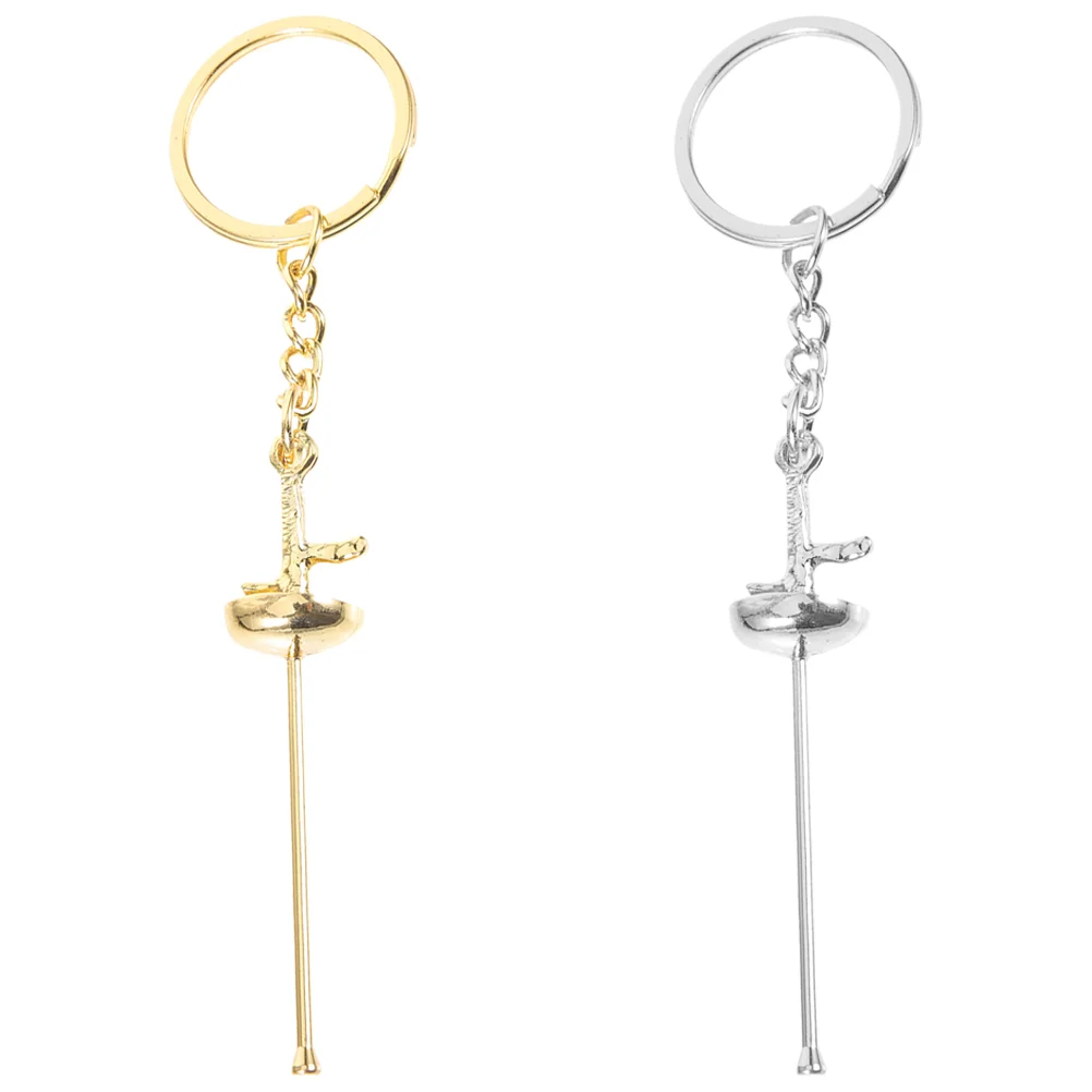 

2Pcs Decorative Keychain Wear-resistant Bag Pendant Hanging Metal Fencing Key Accessory