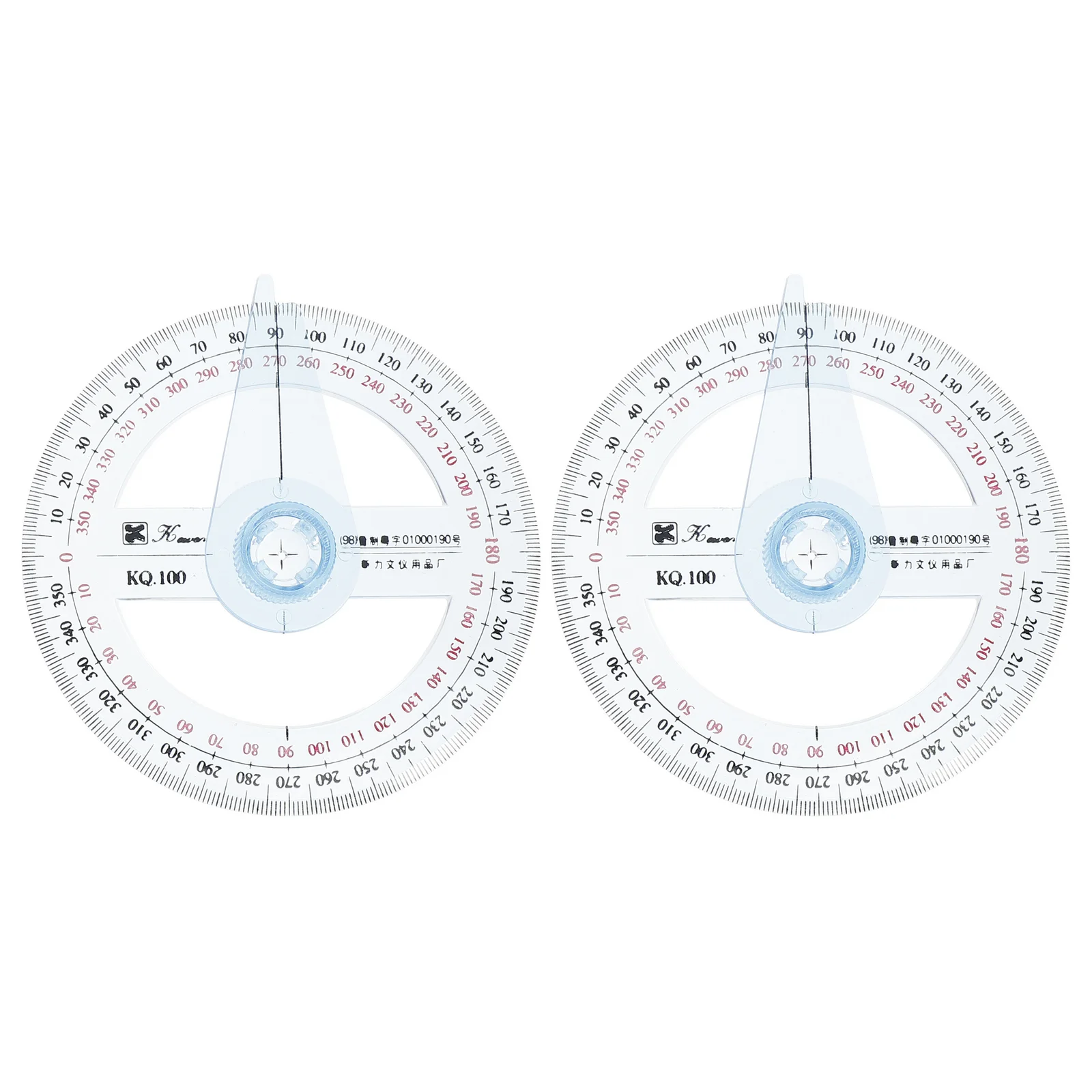 

2 Pcs Number Student Rotary Tool Circle Protractor Template Rotating Protractors