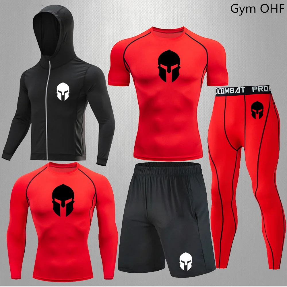 

Sparta MMA Rashguard Gym Clothing 5 Pcs/Set Men's Compression Sportswear Fitness Running Jogging Tights Boxing Jerseys Men Suit