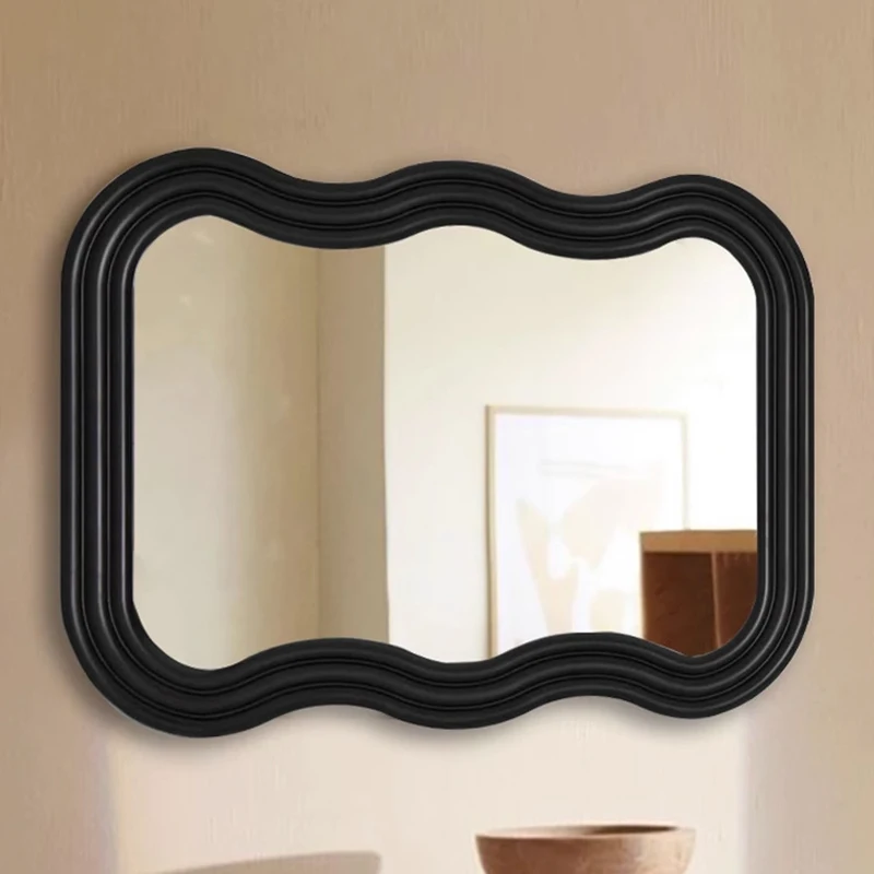 

Makeup Mirror Vanity Bathroom Luxury Bedroom Wall Hanging Modern Design Mirror Rectangle Wavy Espelhos De Banho Decoration Home