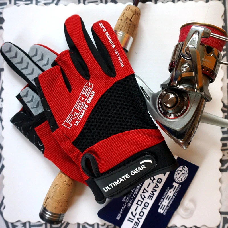 

Japan RBB Rock Fishing Gloves for Men Spring Summer Autumn Three Seasons Fishing Glove Three Fingers Cut Outdoor Mittens