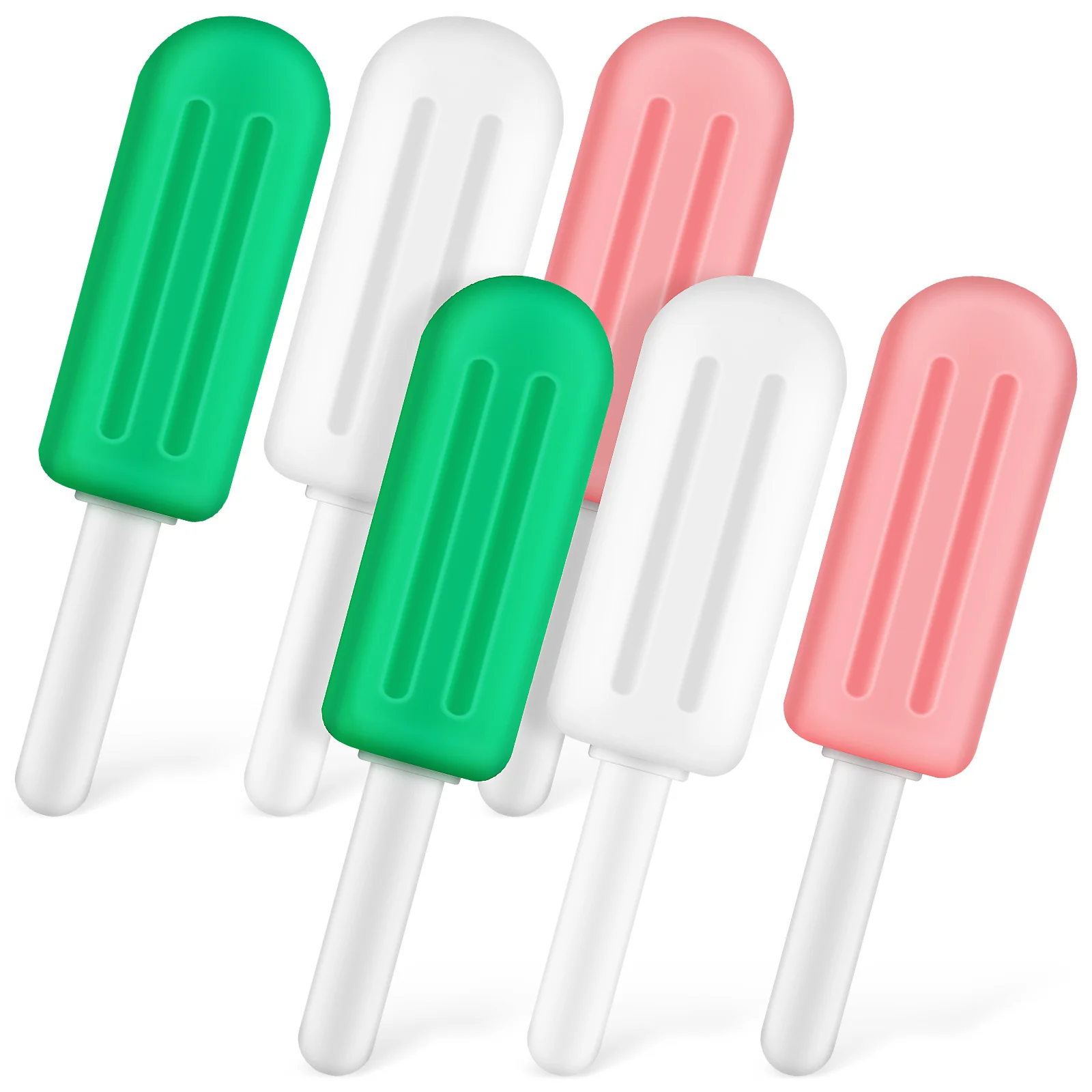 

6 Pcs Portable Tiny Popsicle-shaped Creative Handle Silicone Chewies Chewies Orthodontics Chewies Aligner Chewies Trainers