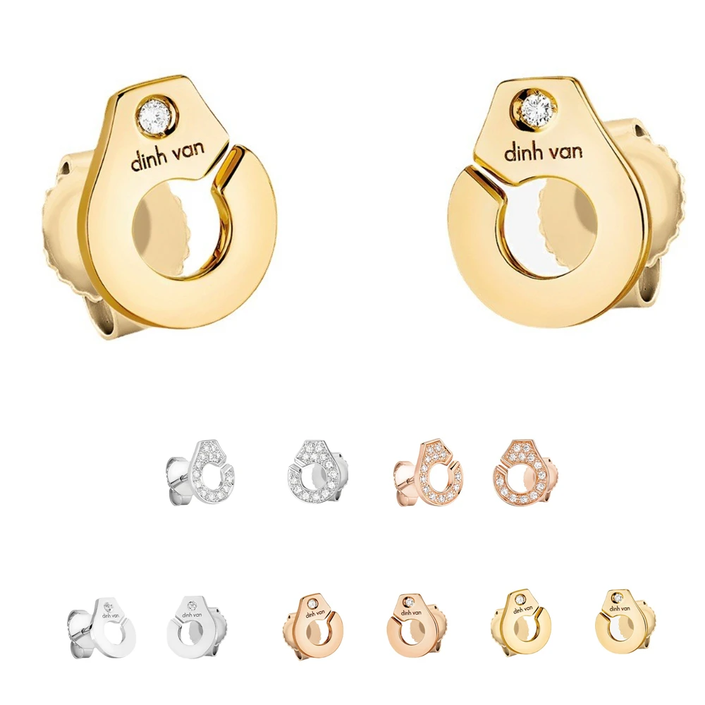 

925 Silver Handcuffs 18K Gold Stud Earrings French Luxury Famous Brand Designer Ladies Charm Party Gift Wholesale Free Shipping