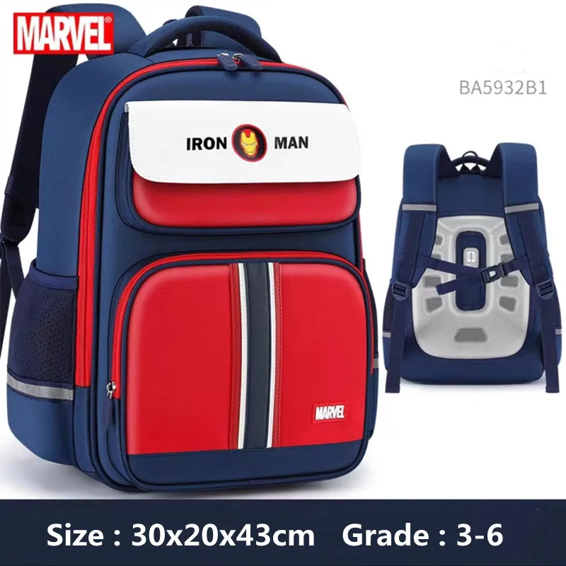Marvel New School Bag For Boys Primary Middle Student Shoulder Orthopedic Backpack Grade 1-5 Spider Man Large Capacity Mochilas