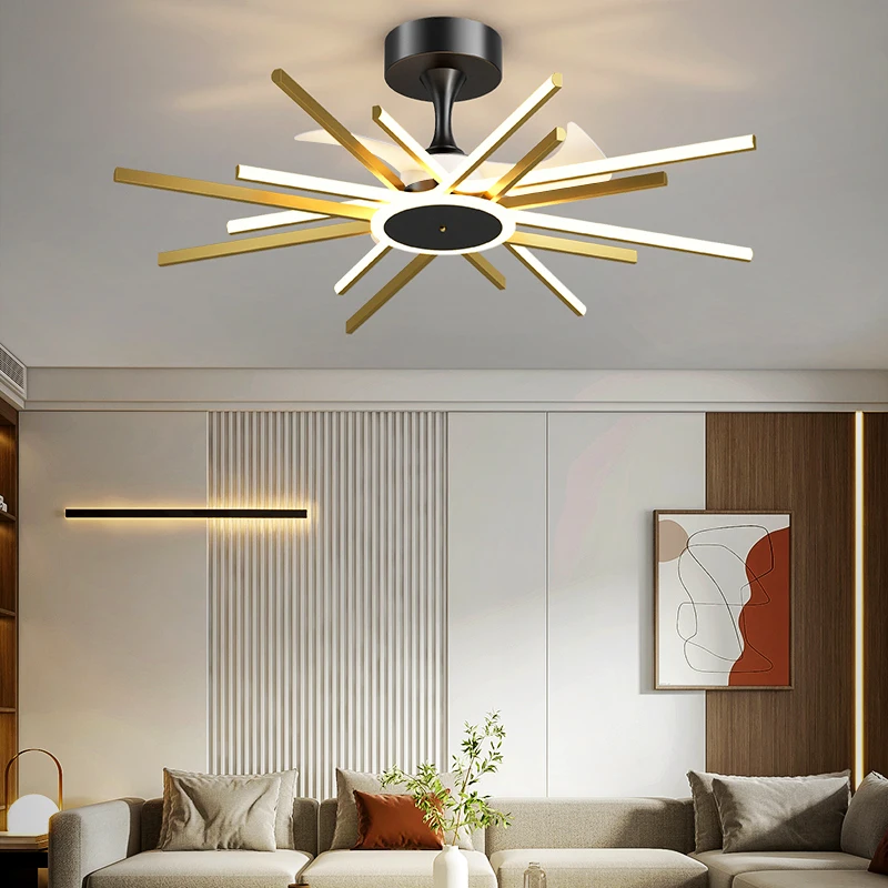 Living room decoration bedroom decor led Ceiling fans with lights remote control dining fan light indoor lighting |