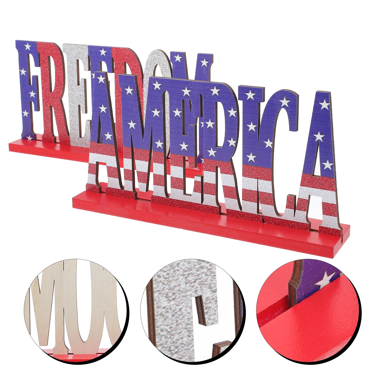

Pendant Tier Tray Decorations English Letters Items Tiered Independence Day Farmhouse Wooden Ornament