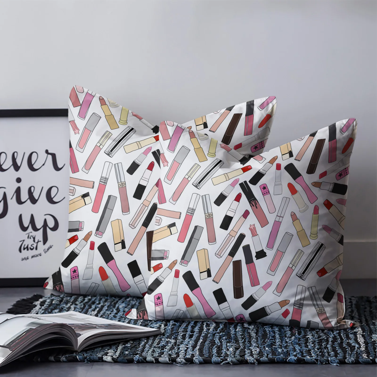 

Cosmetic Lipstick Throw Pillows Case Home Decor Cushion Cover Throw Pillowcase for Bedroom Sofa Decorations