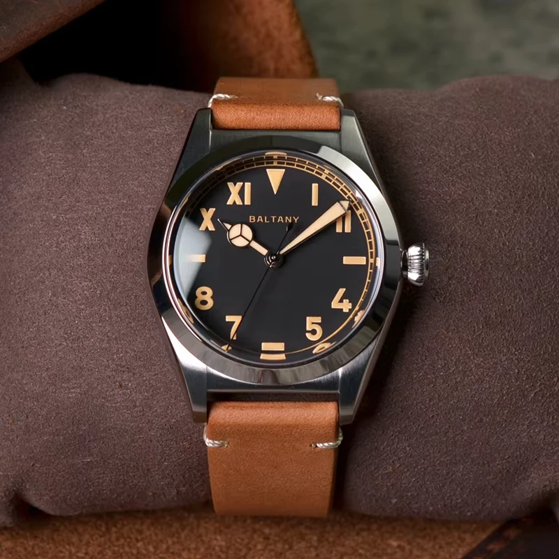 Baltany Ретро часы Bubbleback S4029 Роскошные Benz с кожаными сапфировыми стрелками OVETTO NH38