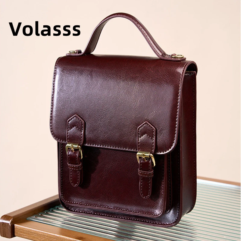

VOLASSS New Fashion Cowhide Backpack Women High Quality Small Shoulder Bag Genuine Leather Crossbody Schoolbag Versatile Handbag