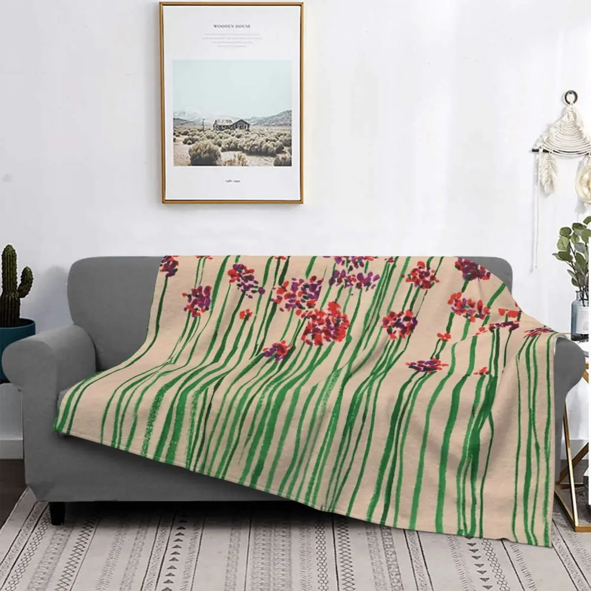 

Manta de acuarela Pop Blossom, colcha de cama a cuadros de muselina, manta de vellón, colchas para cama