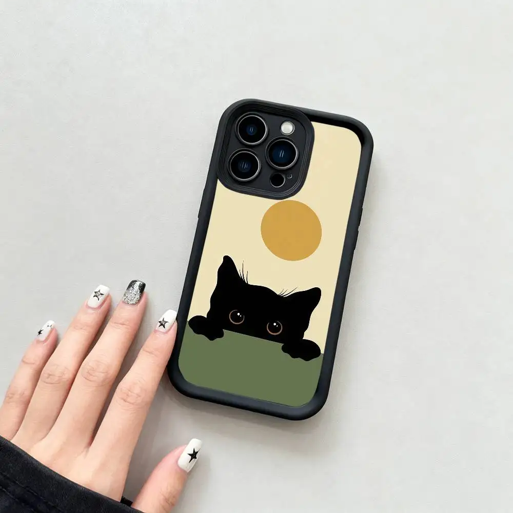 Фото Чехол для телефона Black Cat Outcrop Черный матовый чехол для iPhone 16, 15, 14, 13, 12, 11 Pro Max, чехлы на заднюю крышку №5