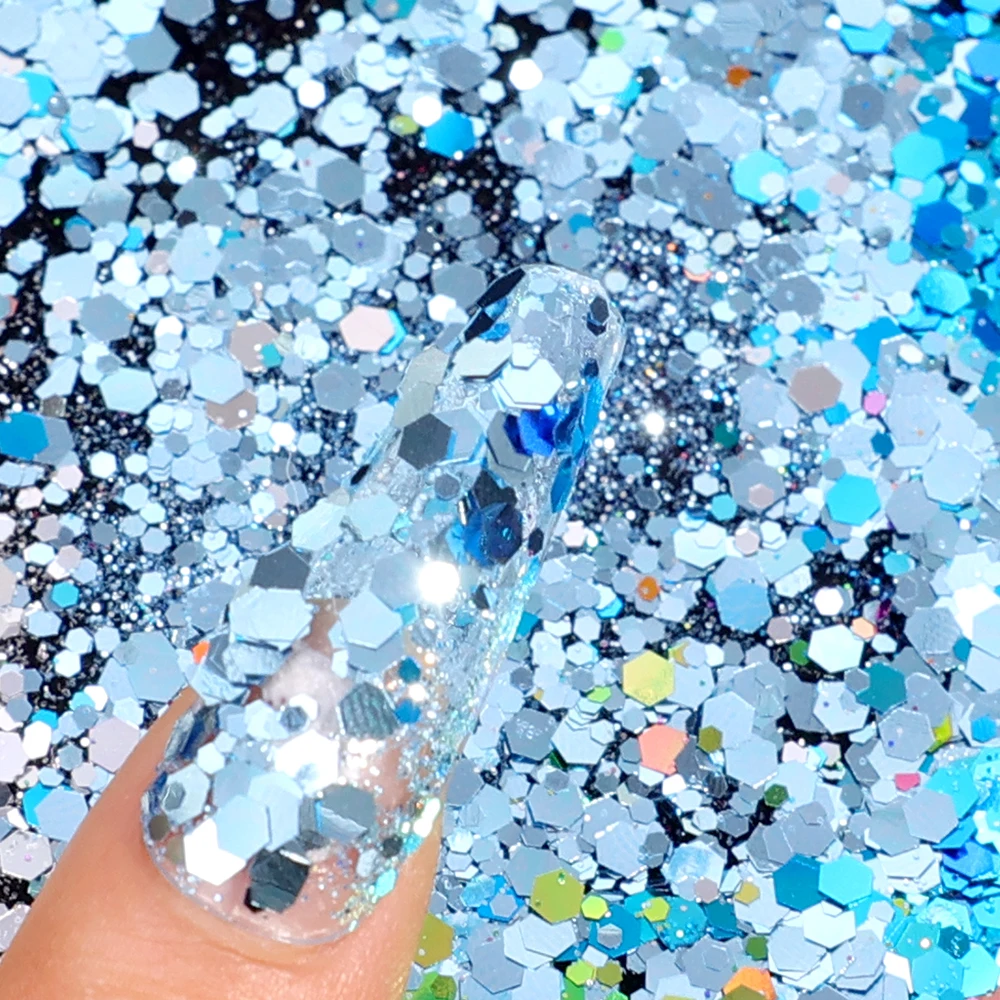 12 ячеек смешанные шестиугольные Блестки для ногтей украшение голографические