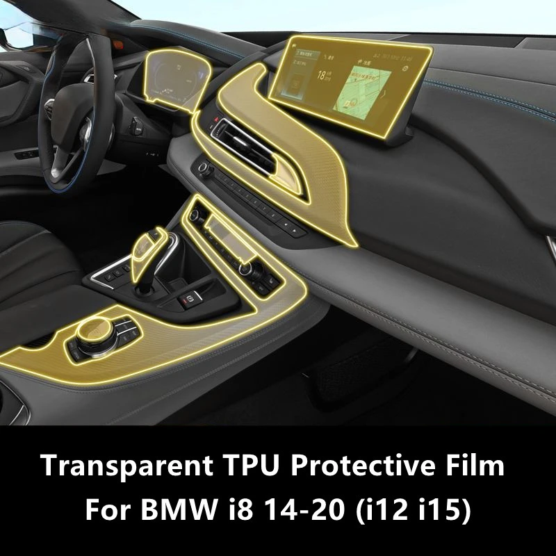 

For BMW i8 14-20 i12 i15 Car Interior Center Console Transparent TPU Protective Film Anti-scratch Repair Film Accessories Refit