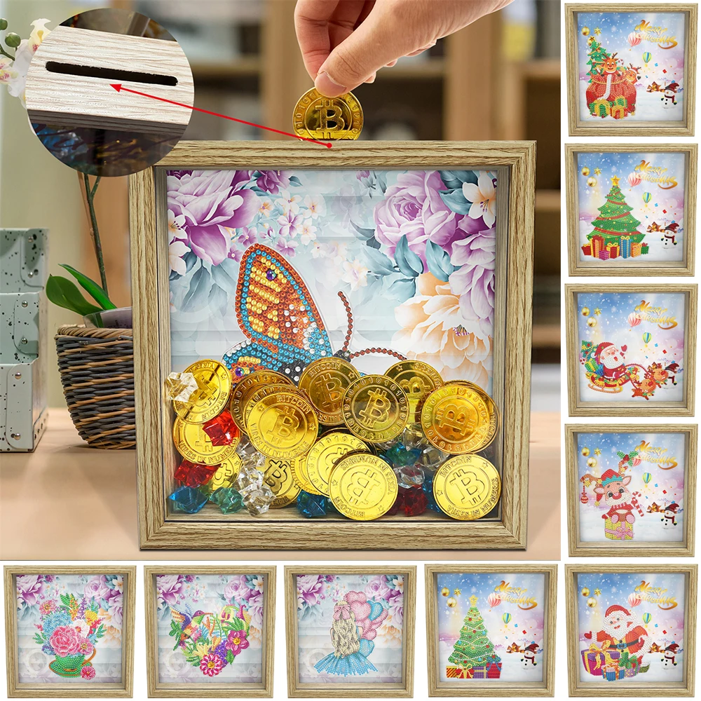 DIY Christmas Piggy Bank Savings Box Diamond Painting Candy Box Mosaic Embroidery Money Box Santa Gift Desktop Decoration