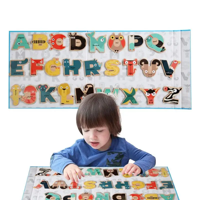 

Веселая игрушка с легким захватом, книга для обучения с магнитными буквами и мультяшным рисунком, обучающая детская игрушка Монтессори